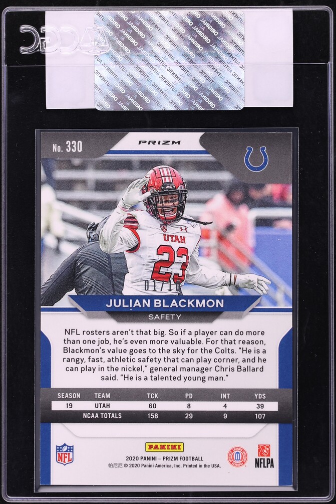 2020 Panini Prizm Gold Julian Blackmon ROOKIE 1/10 #330 CGC AUTH - Photo 2