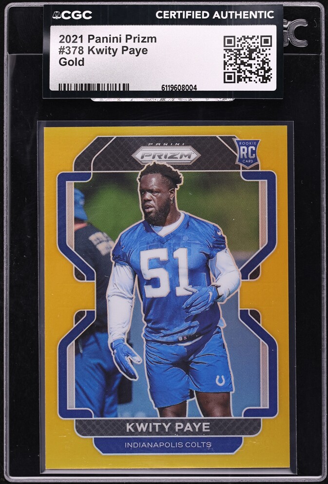 2021 Panini Prizm Gold Kwity Paye ROOKIE /10 #378 CGC AUTH - Photo 1
