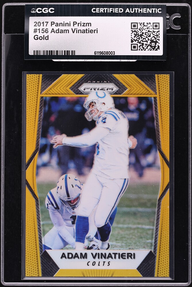 2017 Panini Prizm Gold Adam Vinatieri /10 #156 CGC AUTH - Photo 1