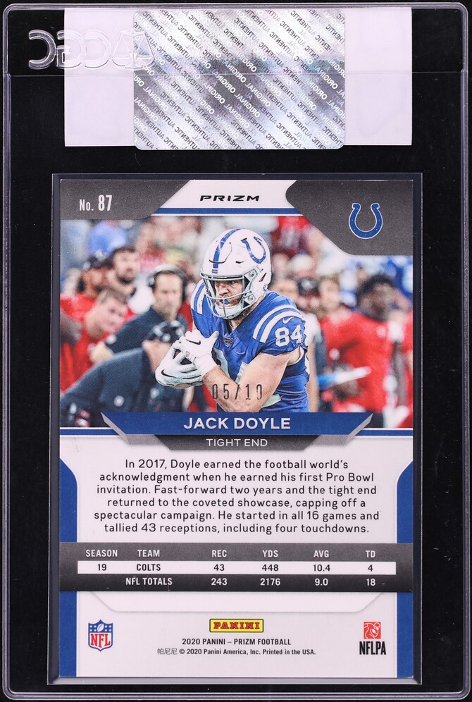 2020 Panini Prizm Gold Jack Doyle /10 #87 CGC AUTH - Photo 2
