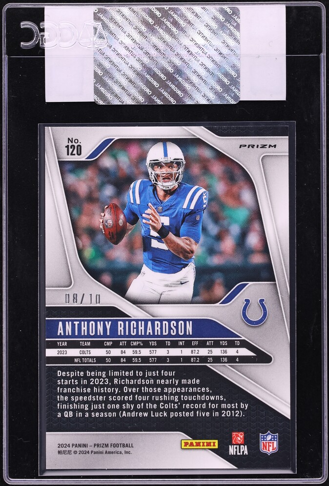 2024 Panini Prizm Gold Anthony Richardson /10 #120 CGC AUTH - Photo 2