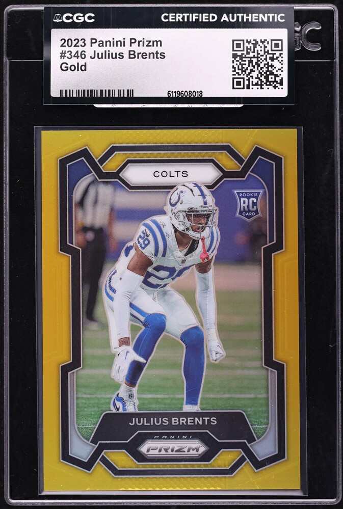 2023 Panini Prizm Gold Julius Brents ROOKIE /10 #346 CGC AUTH - Photo 1