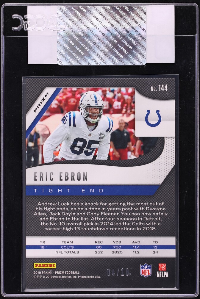 2019 Panini Prizm Gold Eric Ebron /10 #144 CGC AUTH - Photo 2