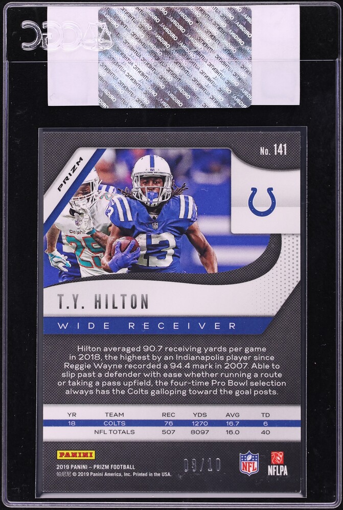 2019 Panini Prizm Gold T.Y. Hilton /10 #141 CGC AUTH - Photo 2