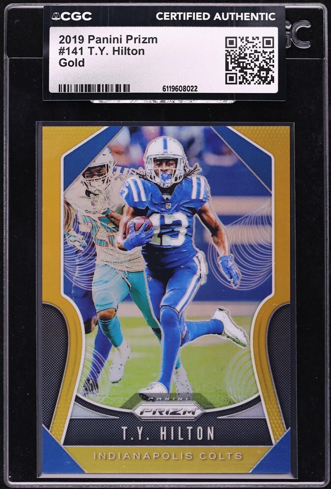 2019 Panini Prizm Gold T.Y. Hilton /10 #141 CGC AUTH - Photo 1