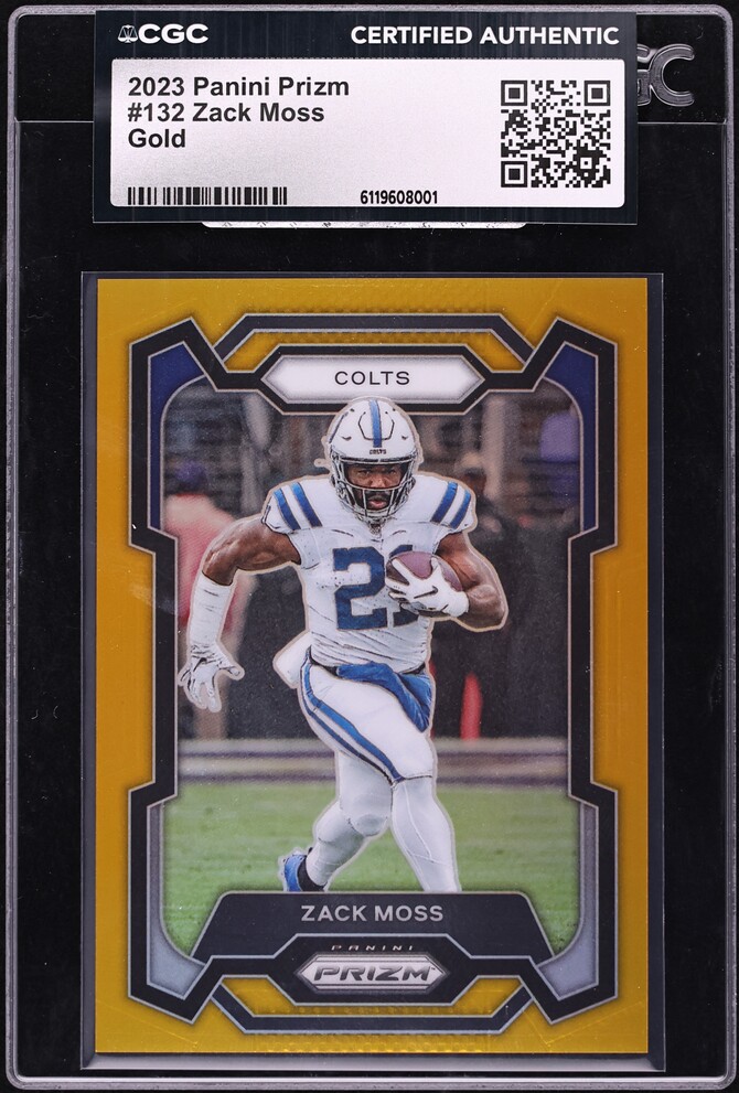 2023 Panini Prizm Gold Zack Moss 1/10 #132 CGC AUTH - Photo 1