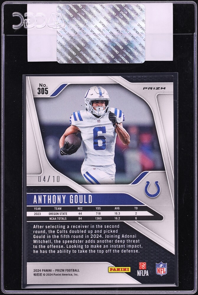2024 Panini Prizm Gold Anthony Gould ROOKIE /10 #305 CGC AUTH - Photo 2