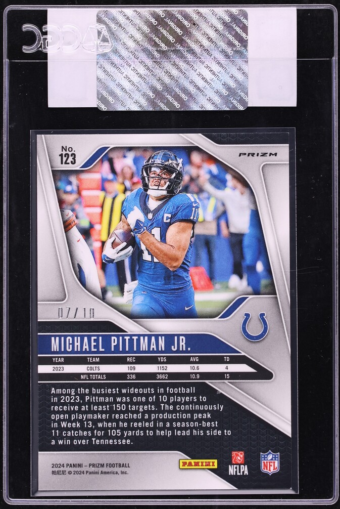 2024 Panini Prizm Gold Michael Pittman Jr. /10 #123 CGC AUTH - Photo 2