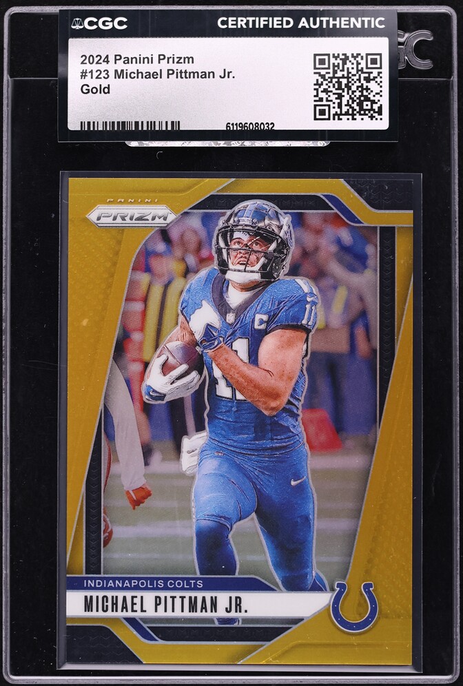 2024 Panini Prizm Gold Michael Pittman Jr. /10 #123 CGC AUTH - Photo 1