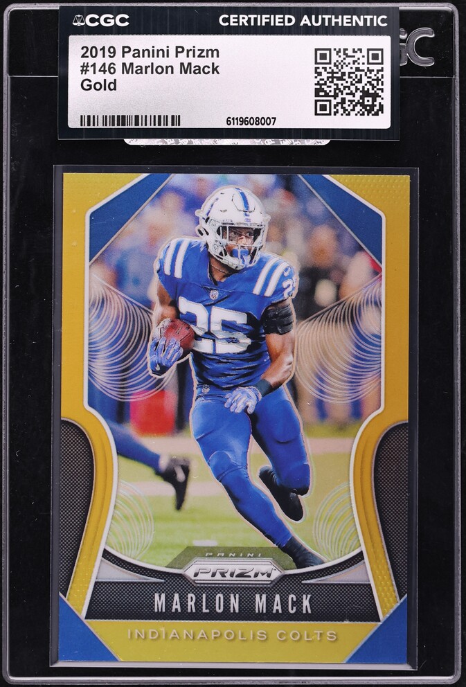 2019 Panini Prizm Gold Marlon Mack /10 #146 CGC AUTH - Photo 1