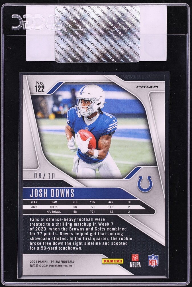 2024 Panini Prizm Gold Josh Downs /10 #122 CGC AUTH - Photo 2