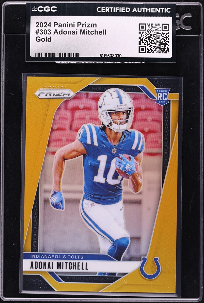 2024 Panini Prizm Gold Adonai Mitchell ROOKIE /10 #303 CGC AUTH - Photo 1