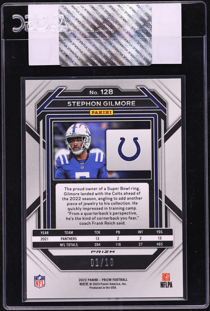2022 Panini Prizm Gold Stephon Gilmore 1/10 #128 CGC AUTH - Photo 2