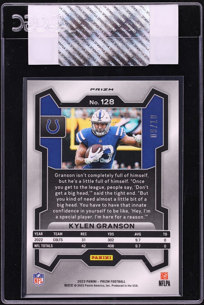2023 Panini Prizm Gold Kylen Granson /10 #128 CGC AUTH - Photo 2