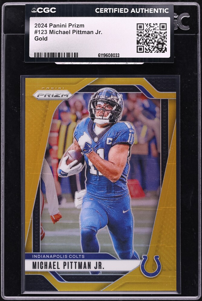 2024 Panini Prizm Gold Michael Pittman Jr. 1/10 #123 CGC AUTH - Photo 1