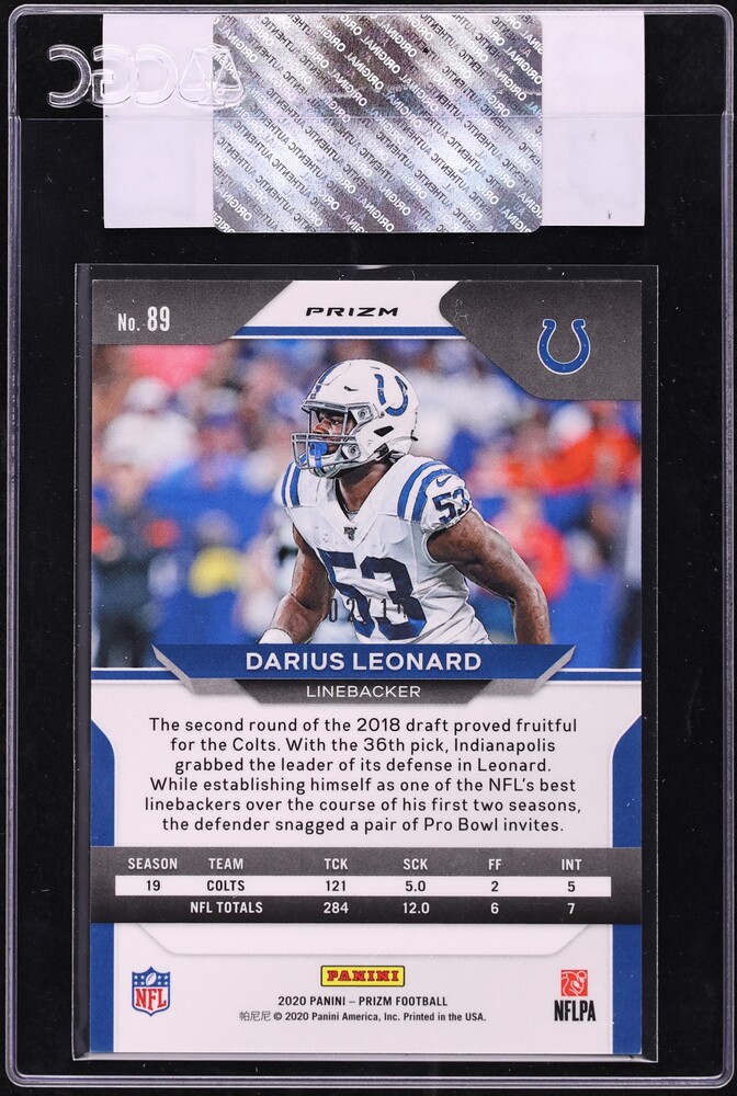 2020 Panini Prizm Gold Darius Leonard /10 #89 CGC AUTH - Photo 2