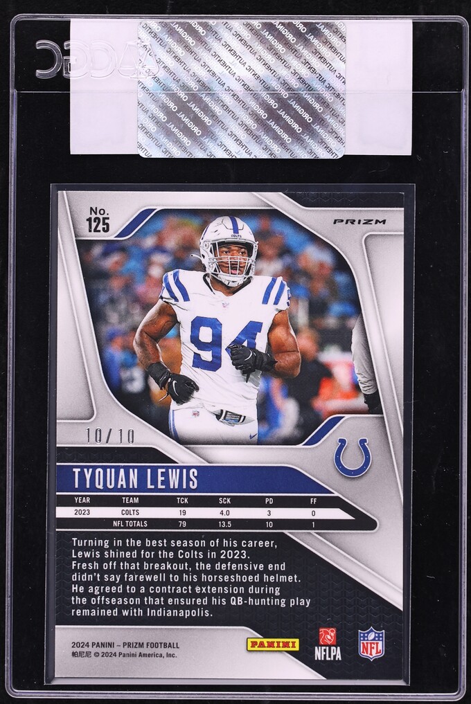 2024 Panini Prizm Gold Tyquan Lewis 10/10 #125 CGC AUTH - Photo 2