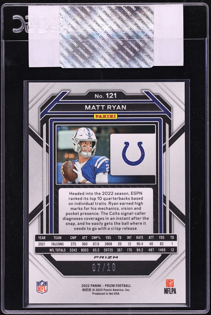 2022 Panini Prizm Gold Matt Ryan /10 #121 CGC AUTH - Photo 2