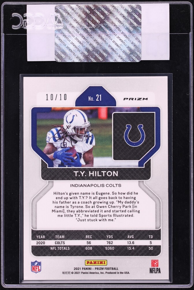 2021 Panini Prizm Gold T.Y. Hilton 10/10 #21 CGC AUTH - Photo 2