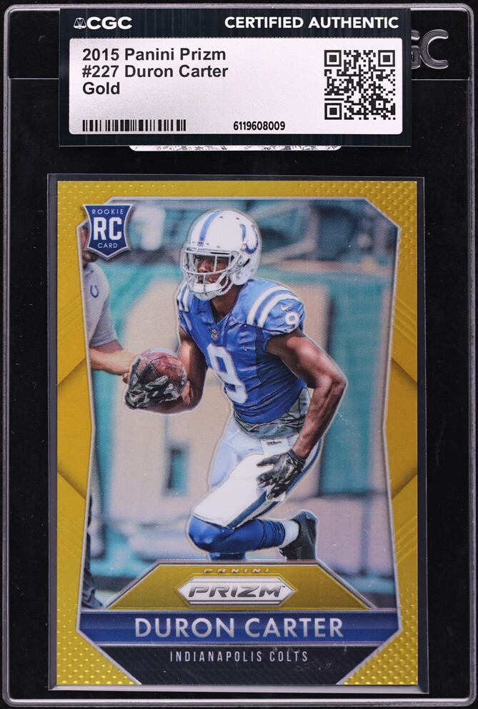 2015 Panini Prizm Gold Duron Carter ROOKIE /10 #227 CGC AUTH - Photo 1