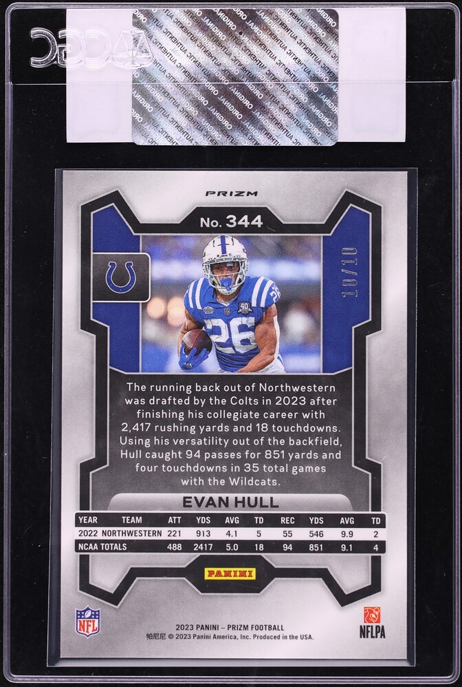 2023 Panini Prizm Gold Evan Hull ROOKIE /10 #344 CGC AUTH - Photo 2