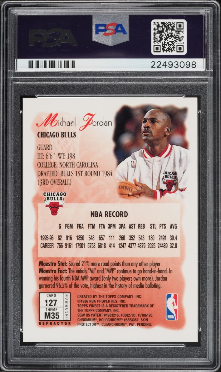 1996 Finest Refractor Michael Jordan #127 PSA 10 GEM MINT