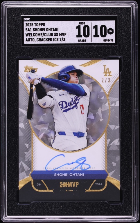 2025 Topps Welcome To The Club MVP Cracked Ice Shohei Ohtani AUTO /3 #SA1 SGC 10 GEM MINT