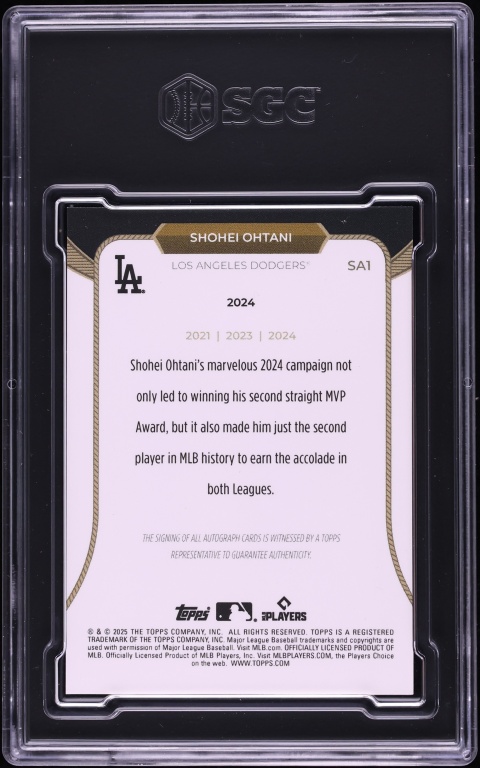 2025 Topps Welcome To The Club MVP Cracked Ice Shohei Ohtani AUTO /3 #SA1 SGC 10 GEM MINT