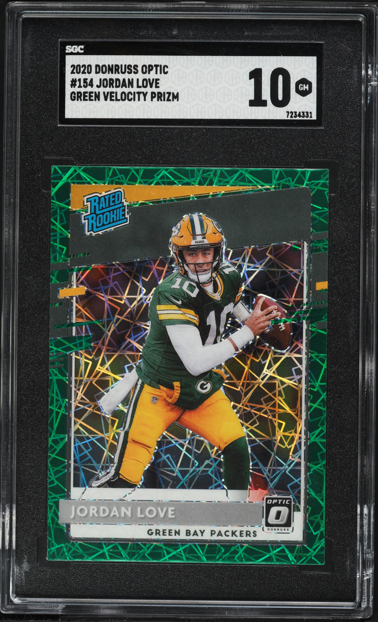 2020 Donruss Optic Green Velocity Prizm Jordan Love ROOKIE #154 SGC 10 GEM MINT