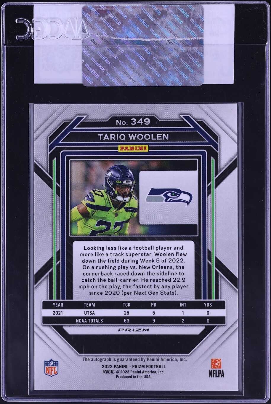 2022 Panini Prizm Silver Tariq Woolen ROOKIE AUTO #349 CGC AUTH