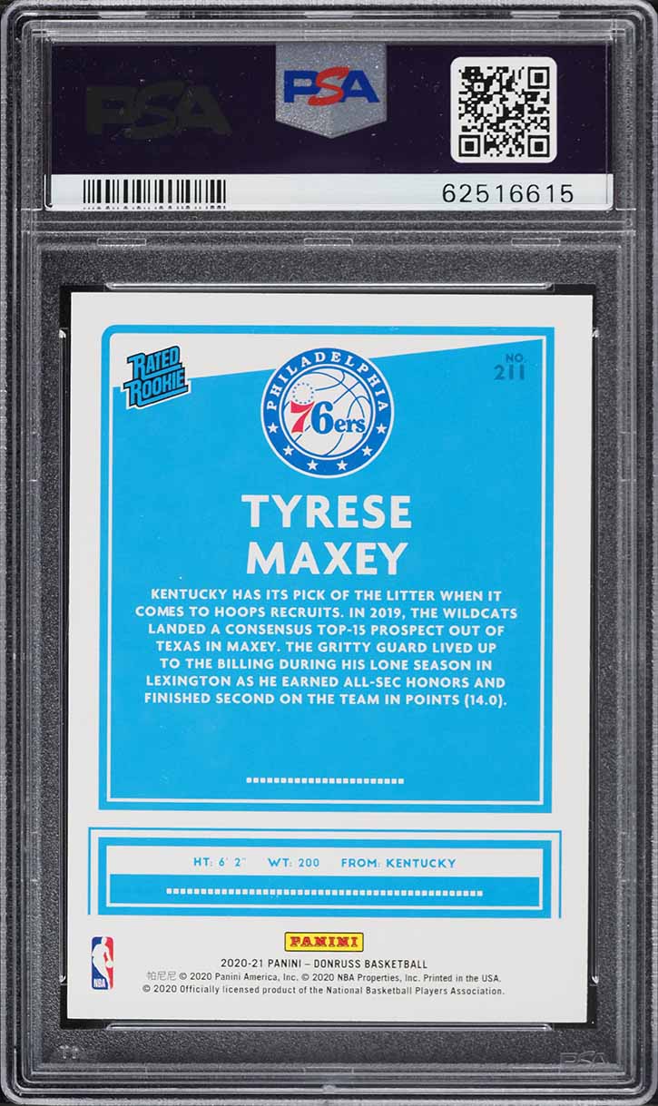 2020 Donruss Basketball Tyrese Maxey ROOKIE #211 PSA 9 MINT