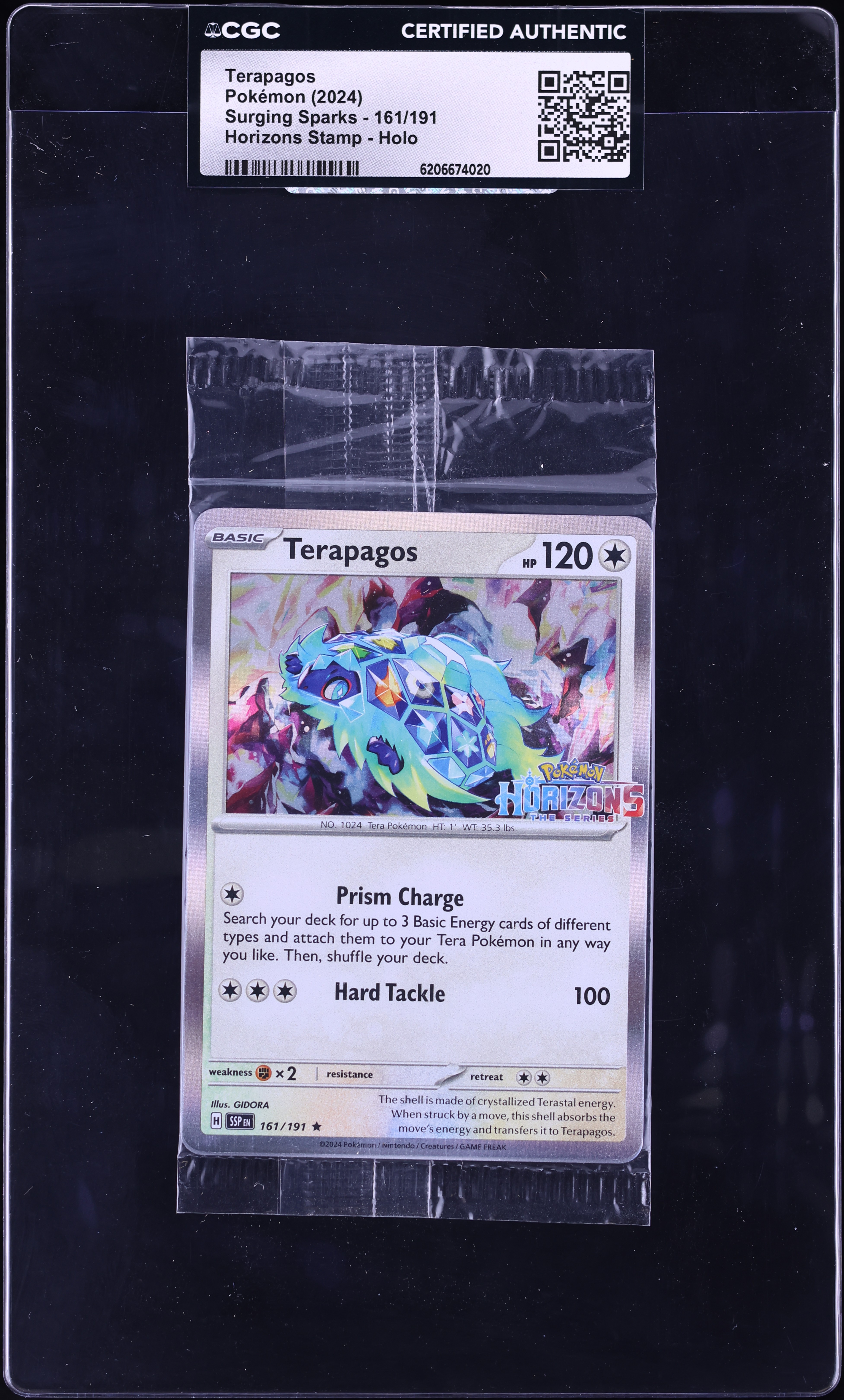 2024 Pokemon Scarlet & Violet Surging Sparks Horizons Stamp Holo Terapagos #161 CGC AUTH