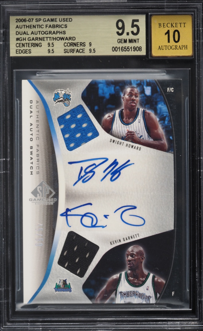 2006 SP Game Used Dual Dwight Howard Kevin Garnett PATCH AUTO /50 #AFDA-GH BGS 9.5 GEM MINT - Photo 1