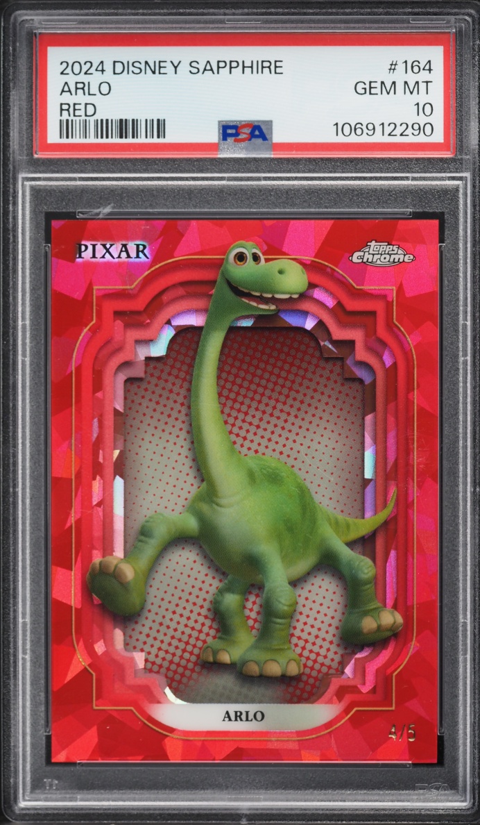 2024 Topps Chrome Disney Sapphire Red Arlo /5 #164 PSA 10 GEM MINT - Photo 1