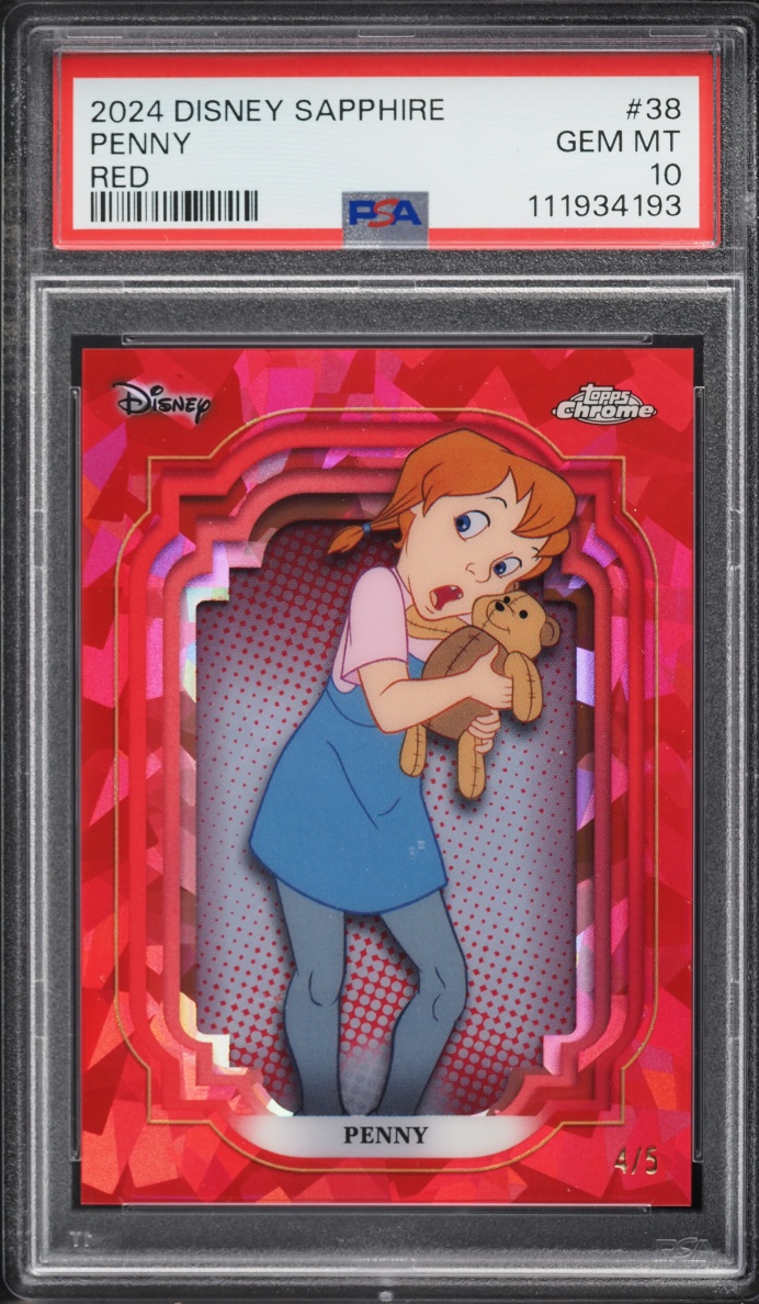 2024 Topps Chrome Disney Sapphire Red Penny /5 #38 PSA 10 GEM MINT - Photo 1