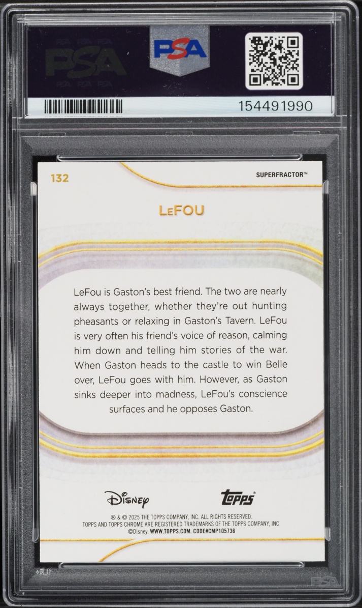 2025 Topps Chrome Disney Superfractor Lefou 1/1 #132 PSA AUTH - Photo 2