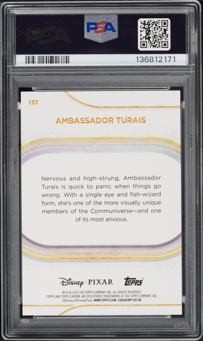 2025 Topps Chrome Disney Red Wave Ambassador Turais /5 #137 PSA 10 GEM MINT - Photo 2