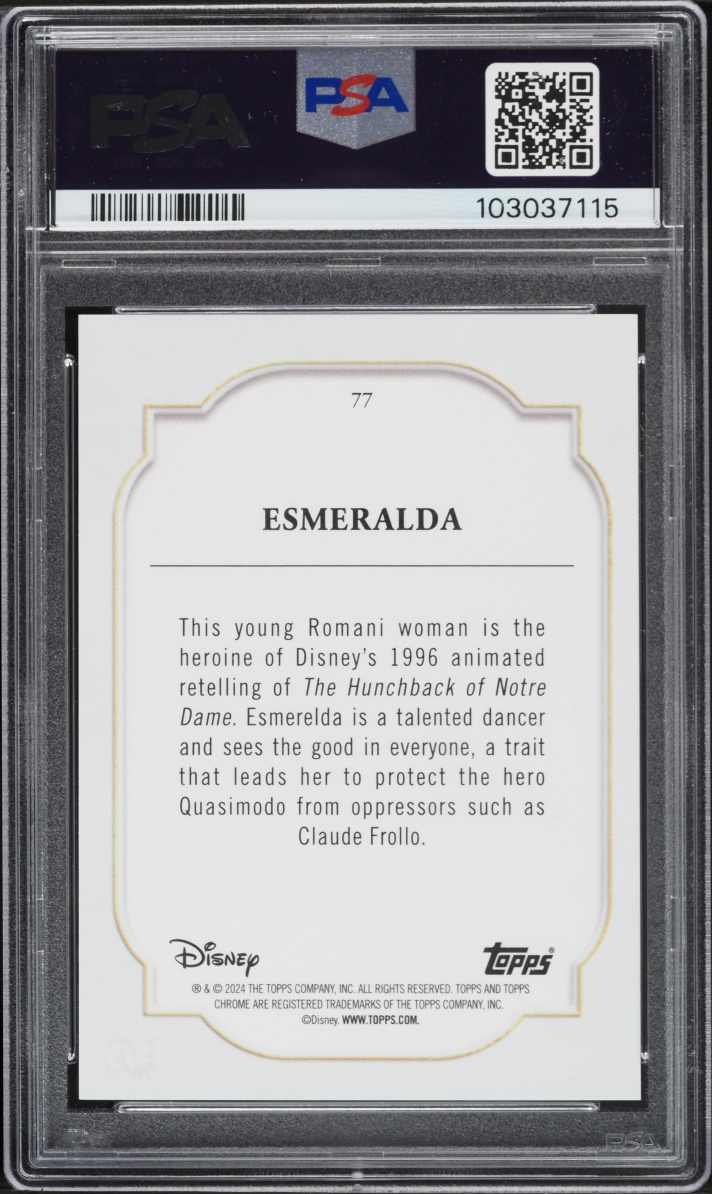 2024 Topps Chrome Disney Sapphire Red Esmeralda /5 #77 PSA 10 GEM MINT - Photo 2