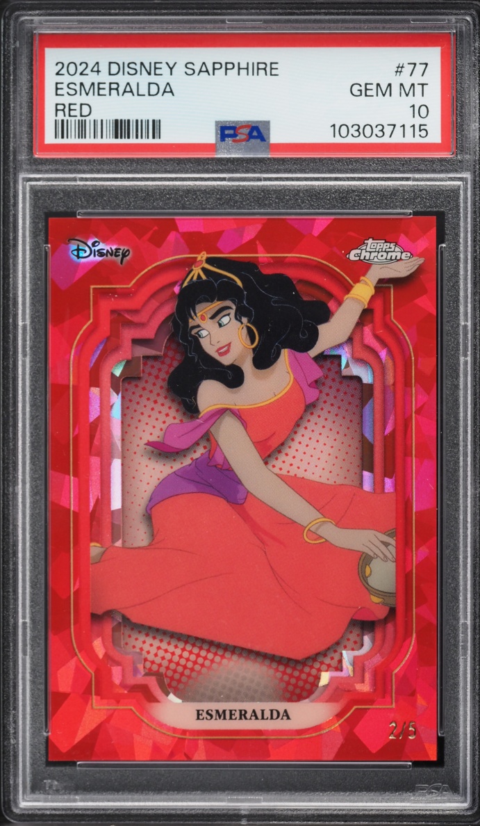 2024 Topps Chrome Disney Sapphire Red Esmeralda /5 #77 PSA 10 GEM MINT - Photo 1