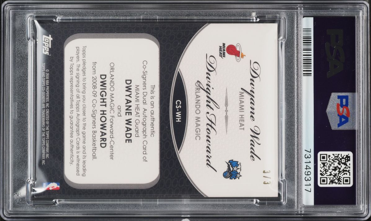 2008 Topps Co-Signers Dual Hyper Gold Dwyane Wade Dwight Howard AUTO 3/3 #CS-WH PSA 8 NM-MT - Photo 2