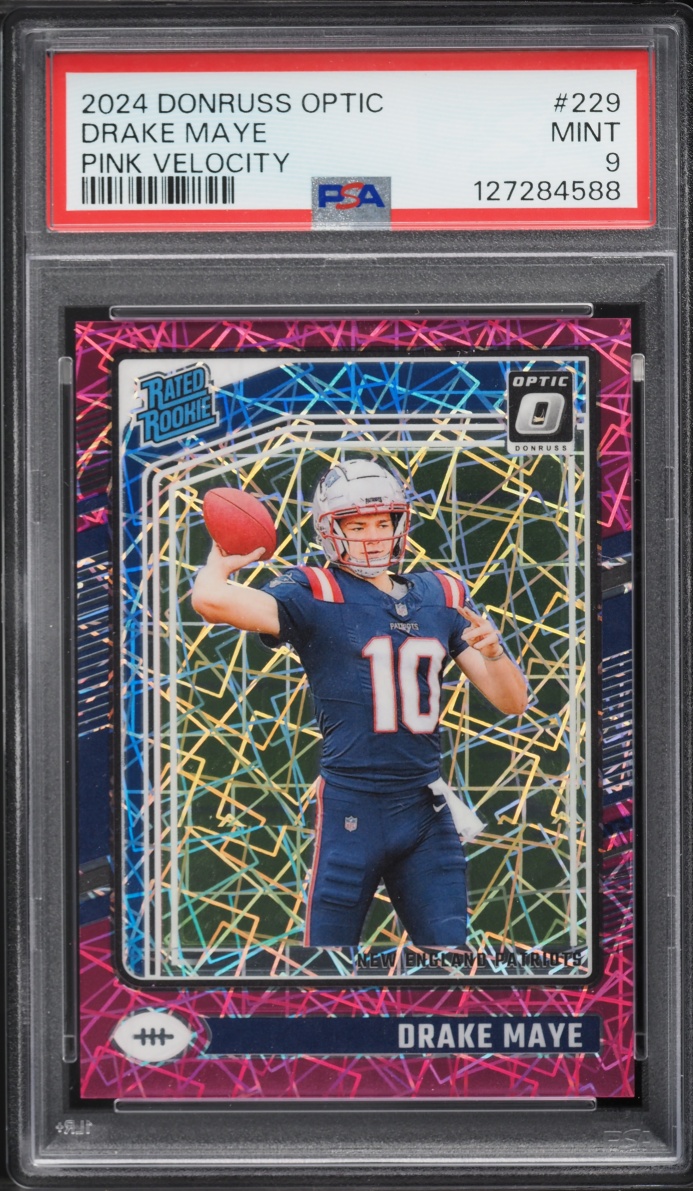 2024 Donruss Optic Pink Velocity Prizm Drake Maye ROOKIE /80 #229 PSA 9 MINT - Photo 1