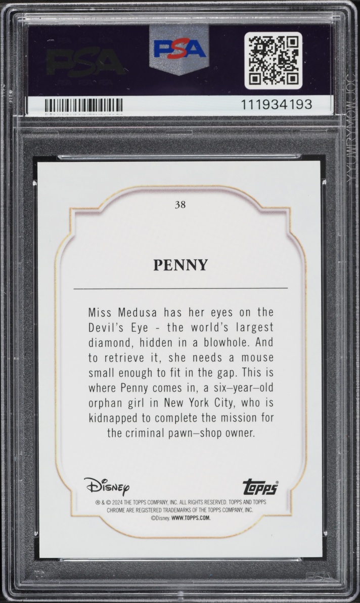 2024 Topps Chrome Disney Sapphire Red Penny /5 #38 PSA 10 GEM MINT - Photo 2