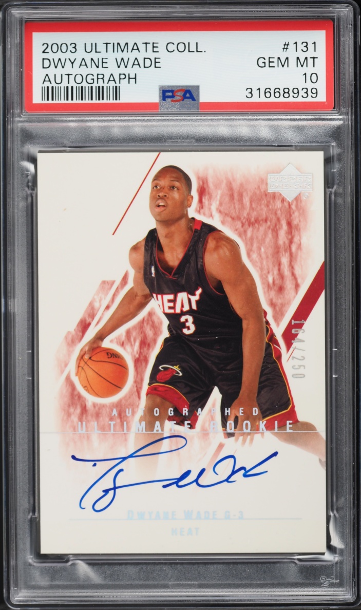 2003 Ultimate Collection Dwyane Wade ROOKIE AUTO /250 #131 PSA 10 GEM MINT - Photo 1
