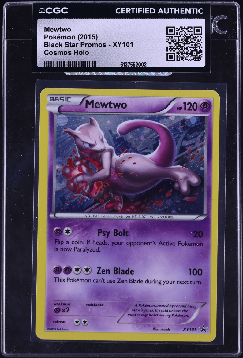 2015 Pokemon XY Black Star Promo Cosmos Holo Mewtwo #XY101 CGC AUTH