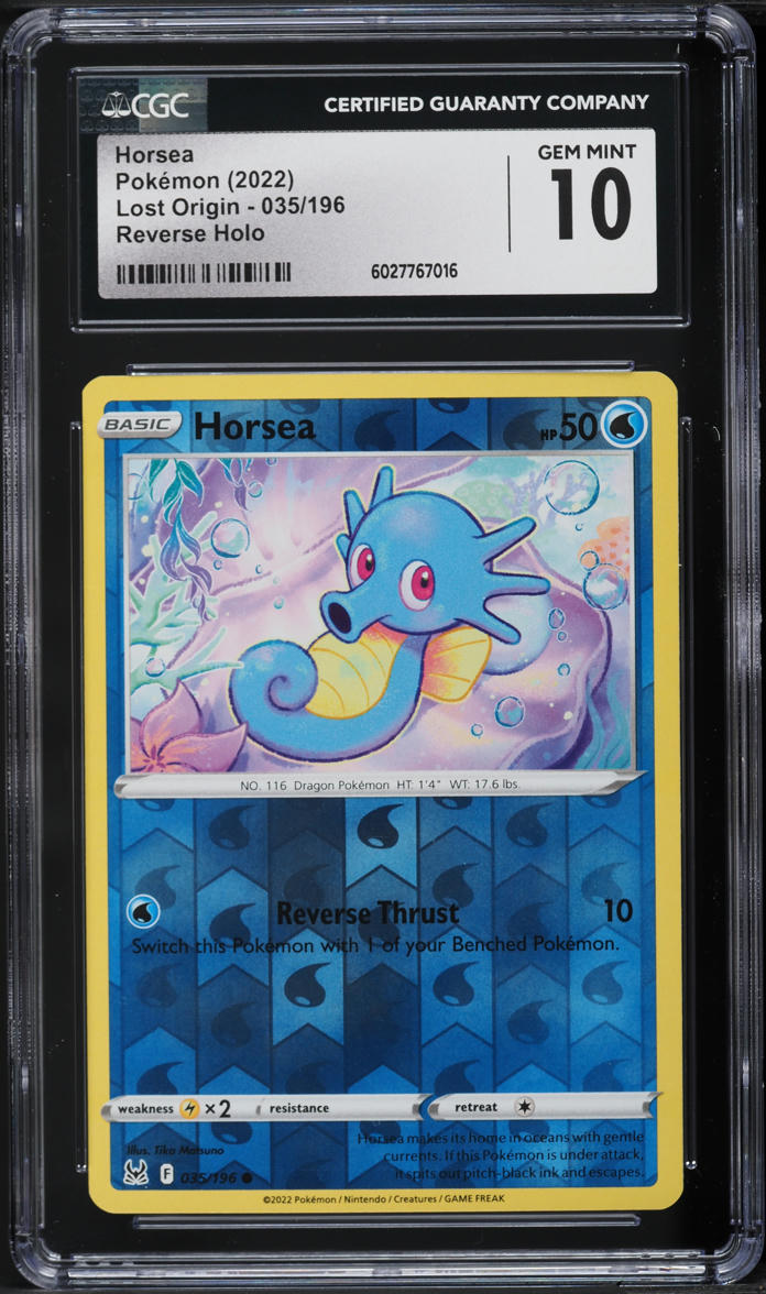 2022 Pokemon Sword & Shield Lost Origin Reverse Holo Horsea #35 CGC 10 GEM MINT