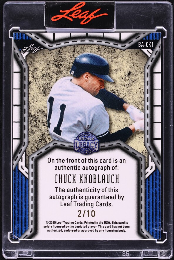 2025 Leaf A Bronx Legacy Purple Prismatic Chuck Knoblauch AUTO /10 #BA-CK1