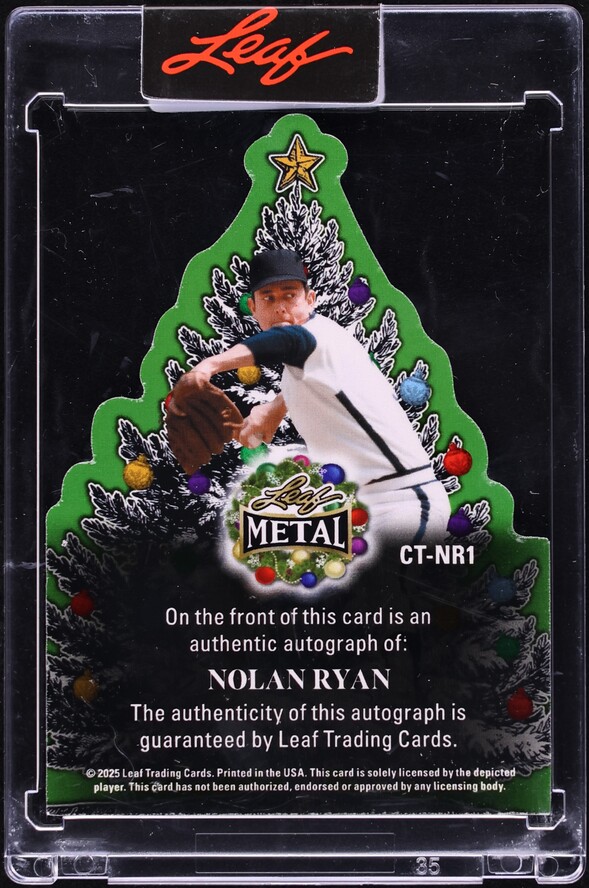 2025 Leaf Metal Happy Holidays Christmas Tree Prismatic Platinum Nolan Ryan AUTO 3/3 #CT-NR1
