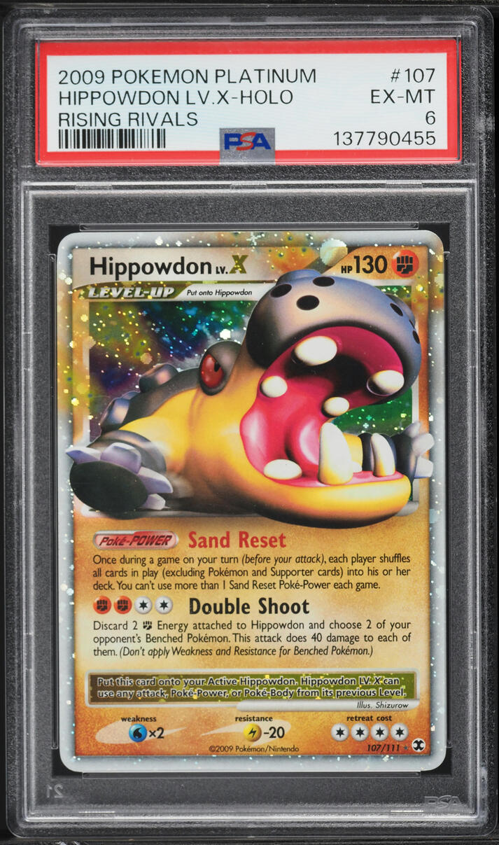 2009 Pokemon Platinum Rising Rivals Holo Hippowdon LV.X #107 PSA 6 EXMT