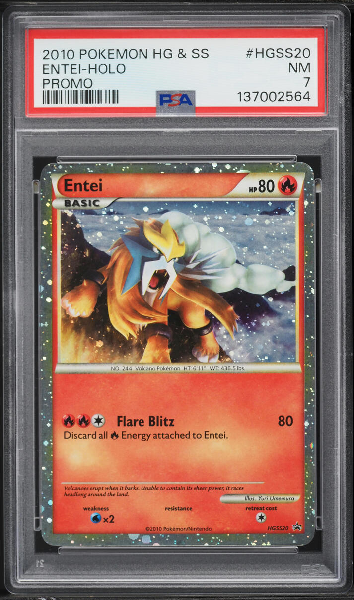 2010 Pokemon HeartGold & SoulSilver Promo Holo Entei #HGSS20 PSA 7 NRMT
