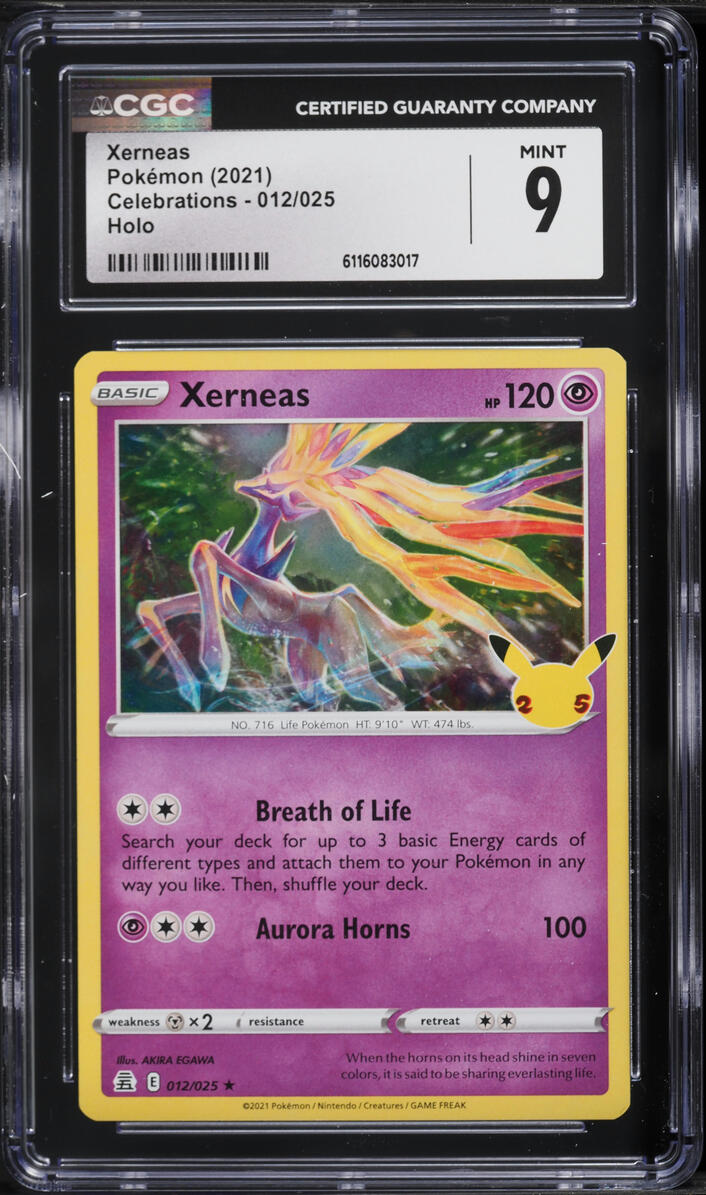 2021 Pokemon Sword & Shield Celebrations Holo Xerneas #12 CGC 9 MINT